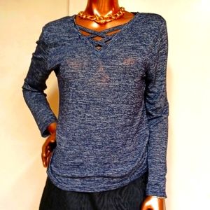 Nicole Miller Blue Brindle Blouse